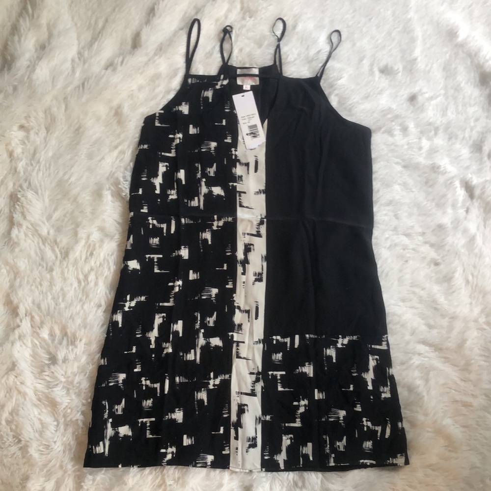 Parker NWT Nelly Combo Silk Dress in Black Brush - Picture 3 of 11